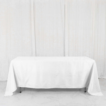 Polyester Rectangle Tablecloth 72"x120" White with Wrinkle-Resistant Finish - Reusable and Polished Table Cover for Weddings & Events