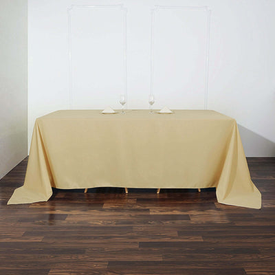 Polyester Rectangle Tablecloth 90"x132" Champagne with Seamless Finish