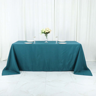 Polyester Rectangle Tablecloth 90"x132" Peacock Teal with Seamless Finish