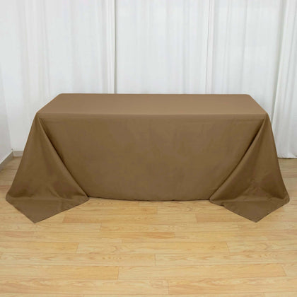 Polyester Rectangle Tablecloth 90"x132" Taupe with Seamless Finish