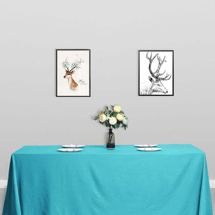 Polyester Rectangle Tablecloth 90"x132" Turquoise with Seamless Finish