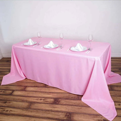 Polyester Rectangle Tablecloth 90"x156" Pink with Seamless Finish