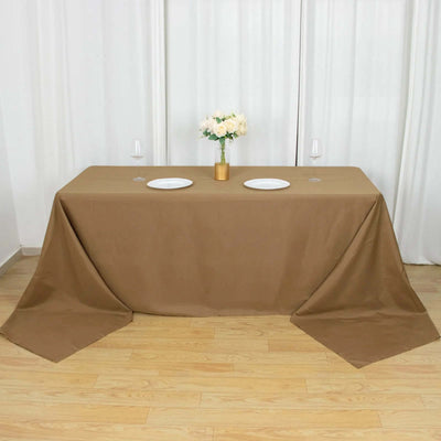 Polyester Rectangle Tablecloth 90"x156" Taupe with Seamless Finish