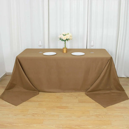 Polyester Rectangle Tablecloth 90"x156" Taupe with Seamless Finish