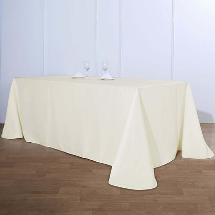 Polyester Rectangular Tablecloth 90"x156" Ivory with Rounded Corners - Seamless Finish