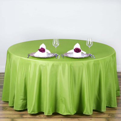 Polyester Round Tablecloth 108" Apple Green - Durable and Stain-Resistant for Easy Maintenance