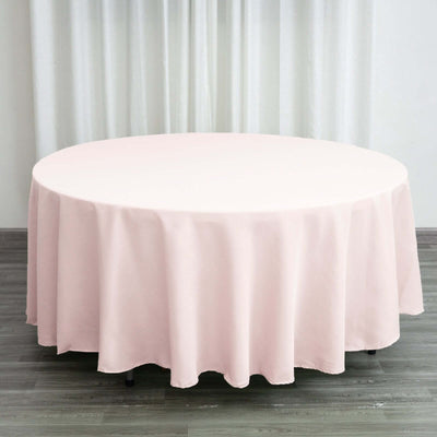 Polyester Round Tablecloth 108" Blush - Durable and Stain-Resistant for Easy Maintenance