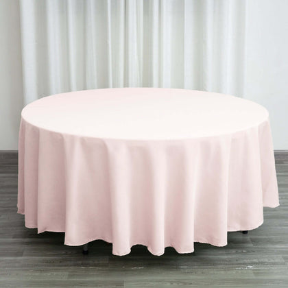Polyester Round Tablecloth 108" Blush - Durable and Stain-Resistant for Easy Maintenance