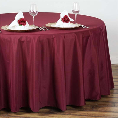 Polyester Round Tablecloth 108" Burgundy - Durable and Stain-Resistant for Easy Maintenance