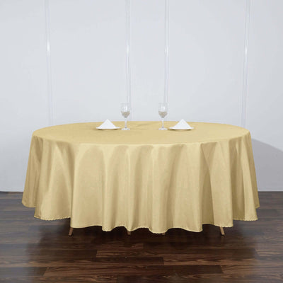 Polyester Round Tablecloth 108" Champagne - Durable and Stain-Resistant for Easy Maintenance
