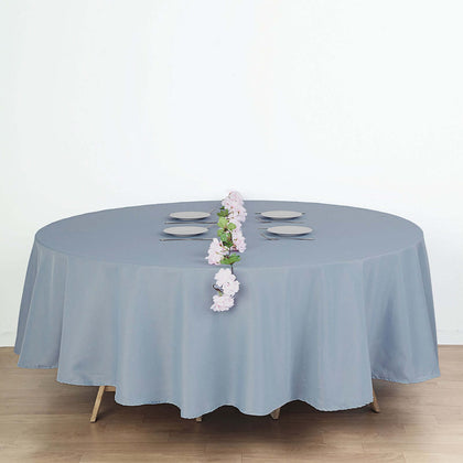 Polyester Round Tablecloth 108" Dusty Blue - Durable and Stain-Resistant for Easy Maintenance
