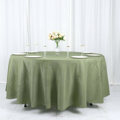 Polyester Round Tablecloth 108" Dusty Sage Green - Durable and Stain-Resistant for Easy Maintenance