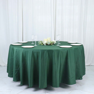 Polyester Round Tablecloth 108" Hunter Emerald Green - Durable and Stain-Resistant for Easy Maintenance