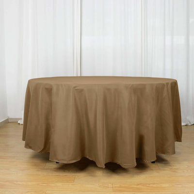Polyester Round Tablecloth 108" Taupe - Durable and Stain-Resistant for Easy Maintenance