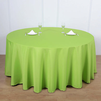 Polyester Round Tablecloth 120" Apple Green - Durable & Seamless Table Cover