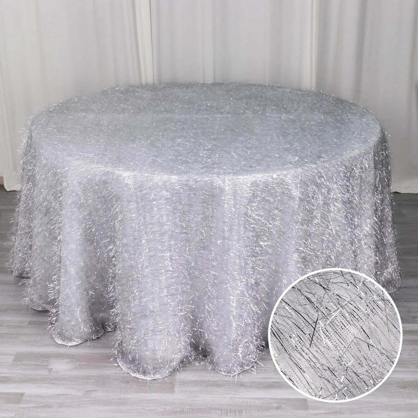 Metallic Fringe Shag Tablecloth 120