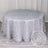 Silver sheer tablecloth with textured finish, featuring a round shape.