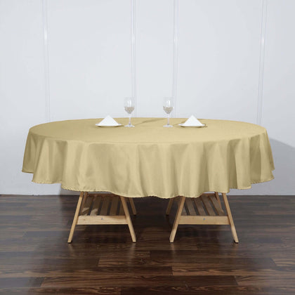 Polyester Round Tablecloth 90" Champagne - Reusable & Durable Table Cover