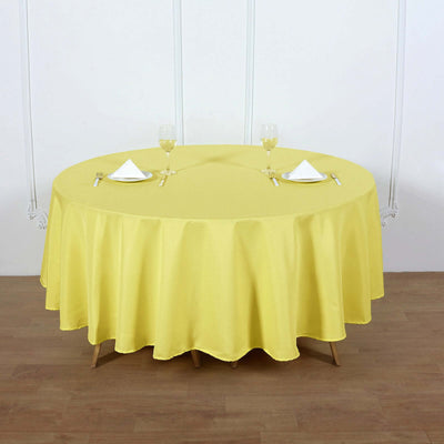 Polyester Round Tablecloth 90" Yellow - Reusable & Durable Table Cover