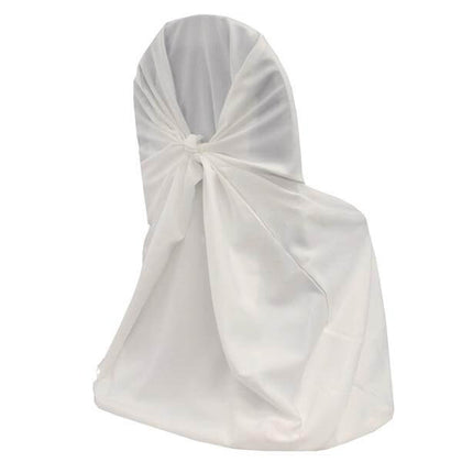 Polyester Self-Tie Universal Chair Cover White - Reusable Slip-On Slipcover for Folding, Dining, Banquet & Standard Size Chairs