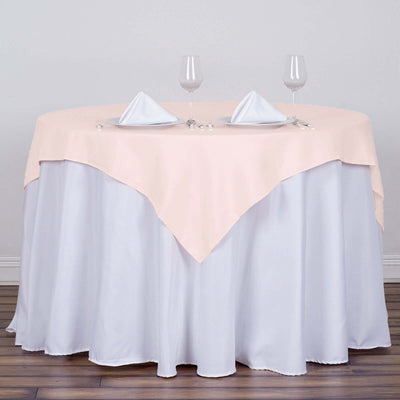 Polyester Square Table Overlay 54"x54" Blush - Wrinkle-Resistant Table Topper
