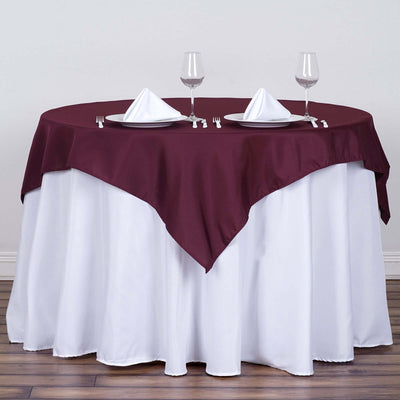 Polyester Square Table Overlay 54"x54" Burgundy - Wrinkle-Resistant Table Topper