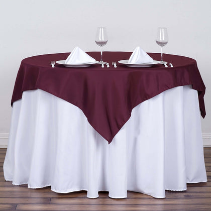 Polyester Square Table Overlay 54"x54" Burgundy - Wrinkle-Resistant Table Topper