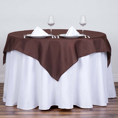 Polyester Square Table Overlay 54"x54" Chocolate - Wrinkle-Resistant Table Topper
