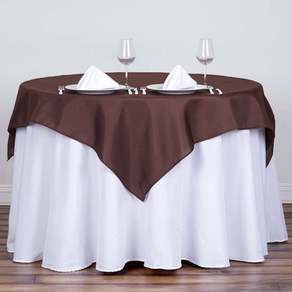 Polyester Square Table Overlay 54"x54" Chocolate - Wrinkle-Resistant Table Topper