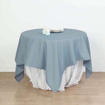 Polyester Square Table Overlay 54"x54" Dusty Blue - Wrinkle-Resistant Table Topper