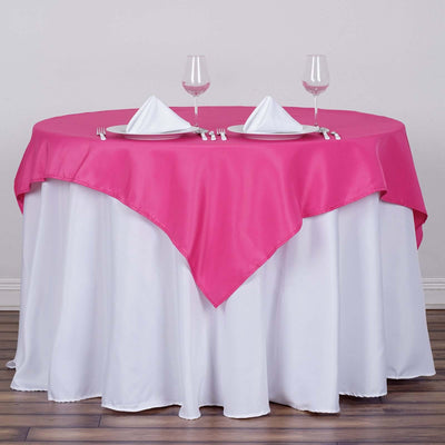 Polyester Square Table Overlay 54"x54" Fuchsia - Wrinkle-Resistant Table Topper