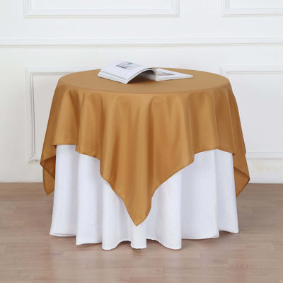 Polyester Square Table Overlay 54"x54" Gold - Wrinkle-Resistant Table Topper for Classy Weddings & Events