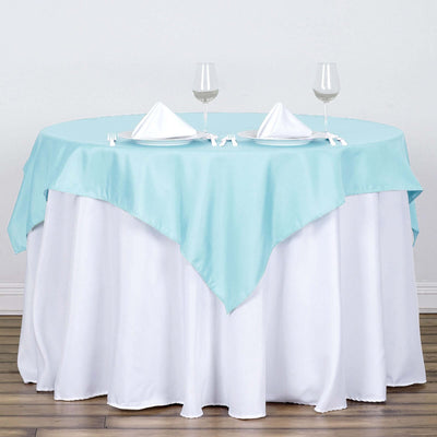 Polyester Square Table Overlay 54"x54" Light Blue - Wrinkle-Resistant Table Topper