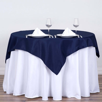 Polyester Square Table Overlay 54"x54" Navy Blue - Wrinkle-Resistant Table Topper