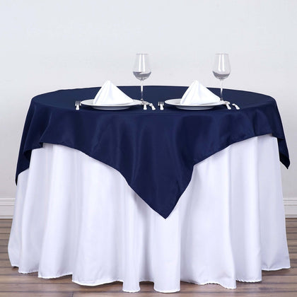 Polyester Square Table Overlay 54"x54" Navy Blue - Wrinkle-Resistant Table Topper