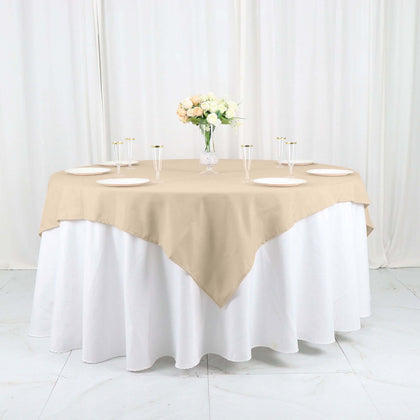Polyester Square Table Overlay 54"x54" Nude - Wrinkle-Resistant Table Topper