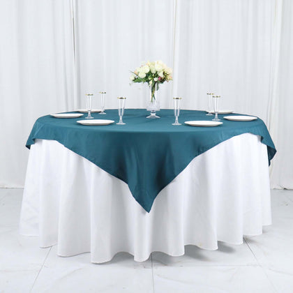 Polyester Square Table Overlay 54"x54" Peacock Teal - Wrinkle-Resistant Table Topper