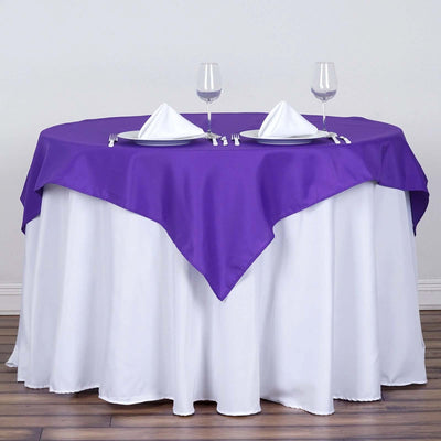 Polyester Square Table Overlay 54"x54" Purple - Wrinkle-Resistant Table Topper