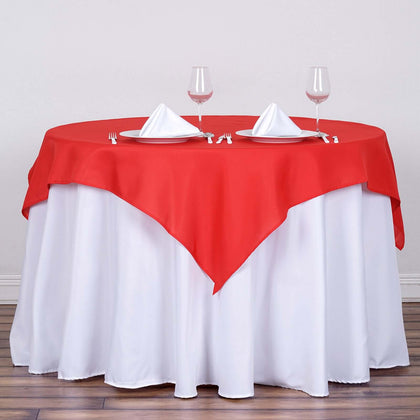 Polyester Square Table Overlay 54"x54" Red - Wrinkle-Resistant Table Topper