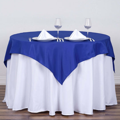 Polyester Square Table Overlay 54"x54" Royal Blue - Wrinkle-Resistant Table Topper