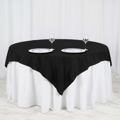 Polyester Square Table Overlay 70"x70" Black - Wrinkle-Resistant Table Topper for Weddings & Events
