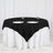 Elegant black tablecloth on a round table set for dining with plates and glasses.