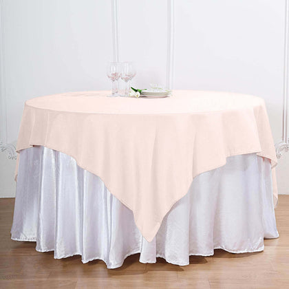 Polyester Square Table Overlay 70"x70" Blush - Wrinkle-Resistant Table Topper
