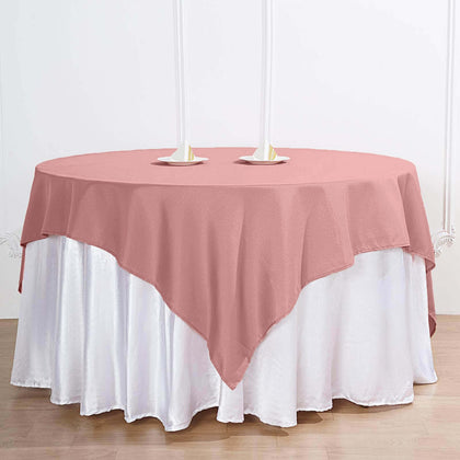 Polyester Square Table Overlay 70"x70" Dusty Rose - Wrinkle-Resistant Table Topper