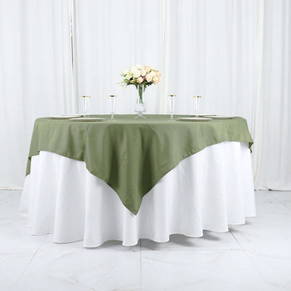 Polyester Square Table Overlay 70"x70" Dusty Sage Green - Wrinkle-Resistant Table Topper