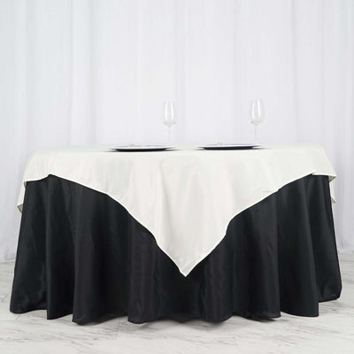 Polyester Square Table Overlay 70"x70" Ivory - Wrinkle-Resistant Table Topper