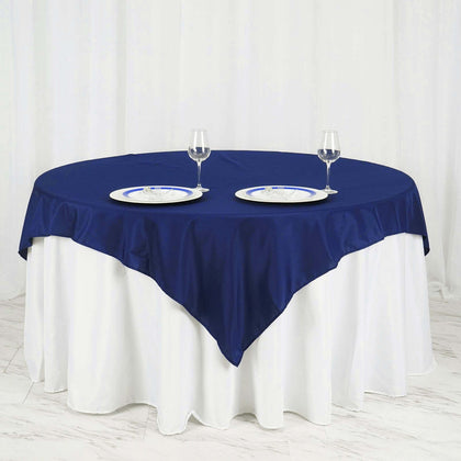 Polyester Square Table Overlay 70"x70" Navy Blue - Wrinkle-Resistant Table Topper