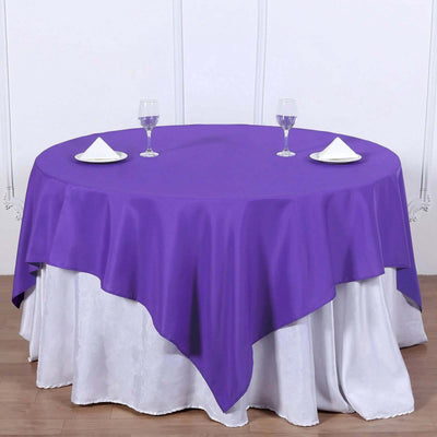 Polyester Square Table Overlay 70"x70" Purple - Wrinkle-Resistant Table Topper
