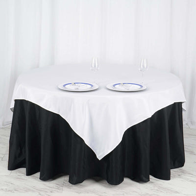 Polyester Square Table Overlay 70"x70" White - Wrinkle-Resistant Table Topper for Weddings & Events