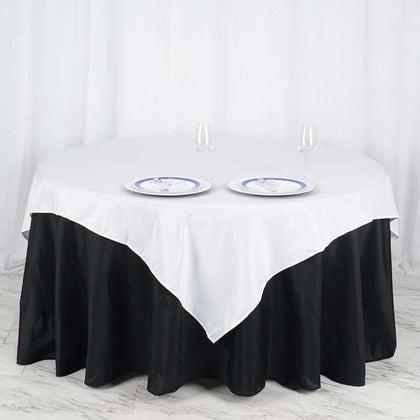 Polyester Square Table Overlay 70"x70" White - Wrinkle-Resistant Table Topper for Weddings & Events